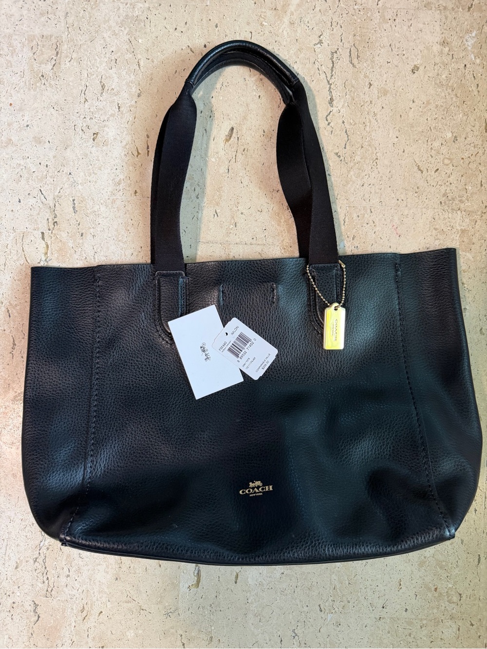Coach Derby Tote F58660 Black Oxblood Pebbled Leather Gold Original Tags